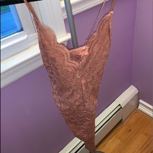 Lace burnt orange sparkly bodysuit